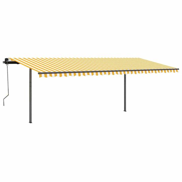 vidaXL Tenda Sole Retrattile Manuale con Pali 3,5x2,5m Gialla Bianca