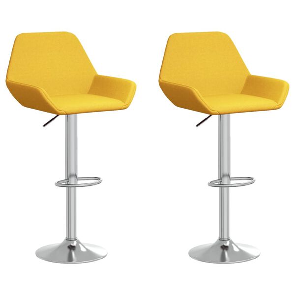 vidaXL Sgabelli da Bar 2 pz Giallo Senape in Tessuto