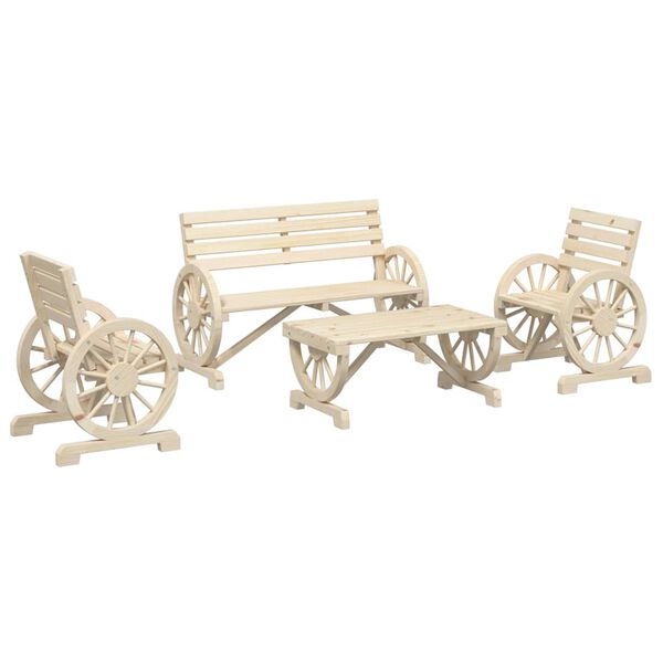 vidaXL Set Salotto da Giardino 4 pz in Legno Massello di Abete