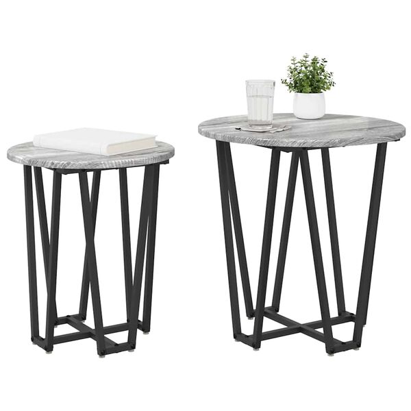 vidaXL Set tavolini 2 pcs Grigio Sonoma e Nero
