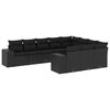 vidaXL Set Divani da Giardino 10pz con Cuscini in Polyrattan Nero