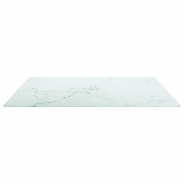 vidaXL Piano Tavolo Bianco 80x80 cm 6 mm Vetro Temperato Design Marmo