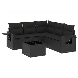 vidaXL Set Divano da Giardino 6 pz con Cuscini Nero in Polyrattan