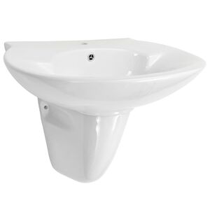 vidaXL Lavabo a Parete in Ceramica Bianco 690x520x210 mm
