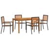 vidaXL Set da Pranzo per Giardino 5 pz Nero Legno di Acacia Massello