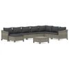 vidaXL Set Divani da Giardino 9 pz con Cuscini in Polyrattan Grigio