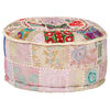vidaXL Pouf Patchwork Rotondo Fatto a Mano in Cotone 40x20 cm Beige