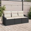 vidaXL Set Divano da Giardino 3 pcs Nero e Bianco polyrattan