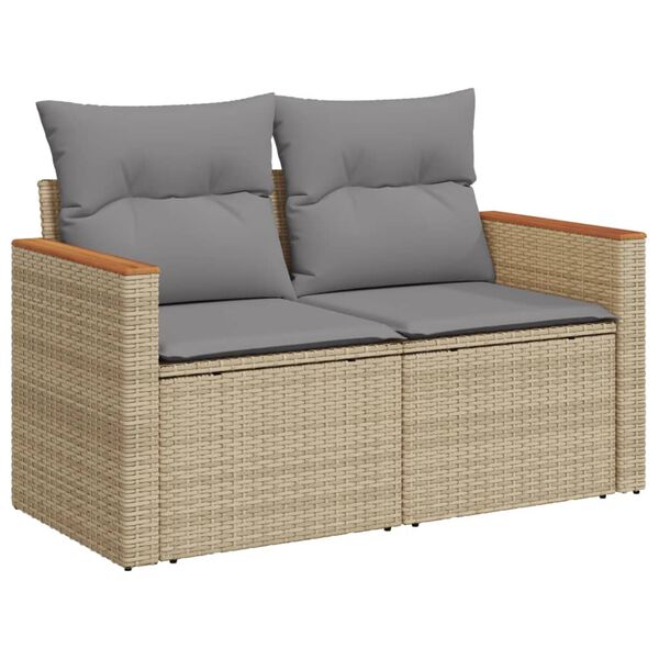 vidaXL Set Divano da Giardino 4 pz con Cuscini Beige Misto Polyrattan