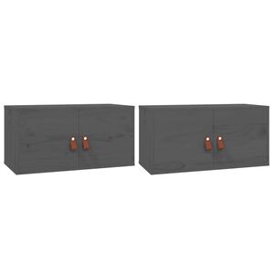 vidaXL Pensili 2 pz Grigi 60x30x30 cm in Legno Massello di Pino
