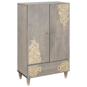 vidaXL Credenza Grigio e Oro 60 x 33 x 100 cm Legno di mango massello