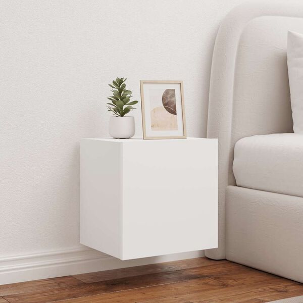 vidaXL Mobile TV a Parete con Luci LED Bianco 40,5x35x40 cm