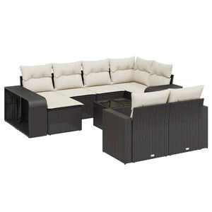 vidaXL Set Divani da Giardino 11 pz con Cuscini in Polyrattan Nero