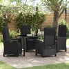 vidaXL Set da Pranzo per Giardino con cuscino 5 pcs Nero polyrattan