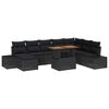 vidaXL Set Divano da Giardino 9 pz Nero polyrattan