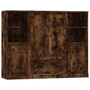 vidaXL Credenze 3 pz Rovere Fumo in Legno Multistrato