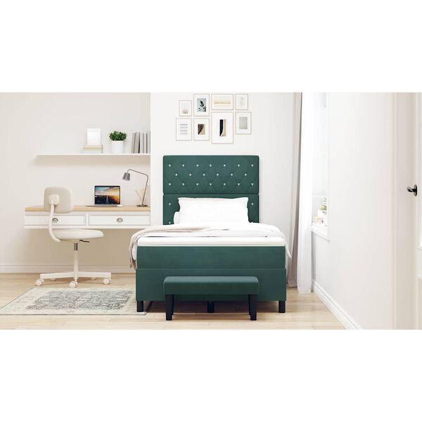 vidaXL Letto a molle con materasso Verde scuro 120 x 190 cm Velluto