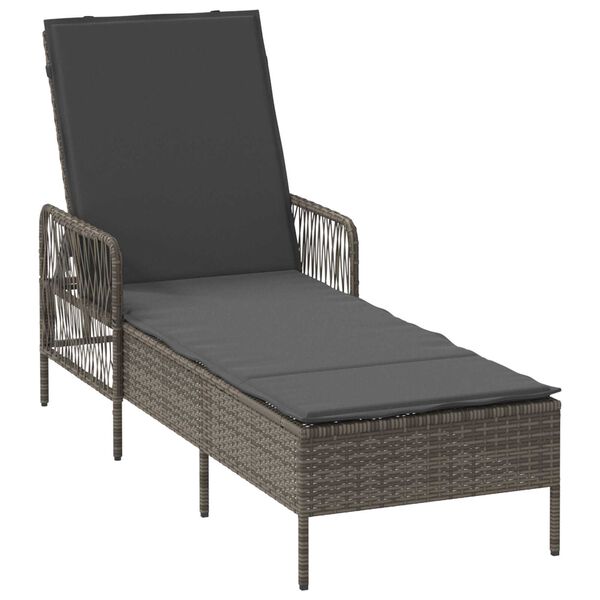 vidaXL Lettino prendisole 1-persona Grigio 157 x 55 x 92cm polyrattan