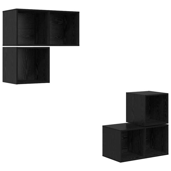 vidaXL Set mobile TV 4 pcs Rovere Nero Legno multistrato