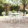 vidaXL Set da Pranzo per Giardino 7 pcs Bianco Alluminio