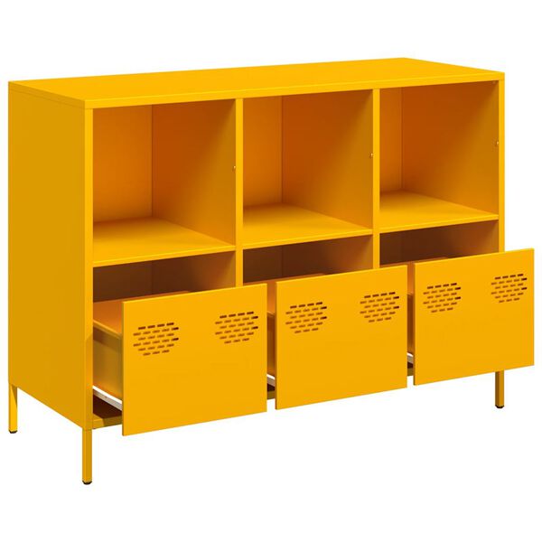 vidaXL Credenza Giallo Senape 101,5x39x73,5 cm Acciaio Laminato Freddo