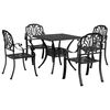 vidaXL Set da Pranzo da Giardino 5 pz Nero in Alluminio Pressofuso