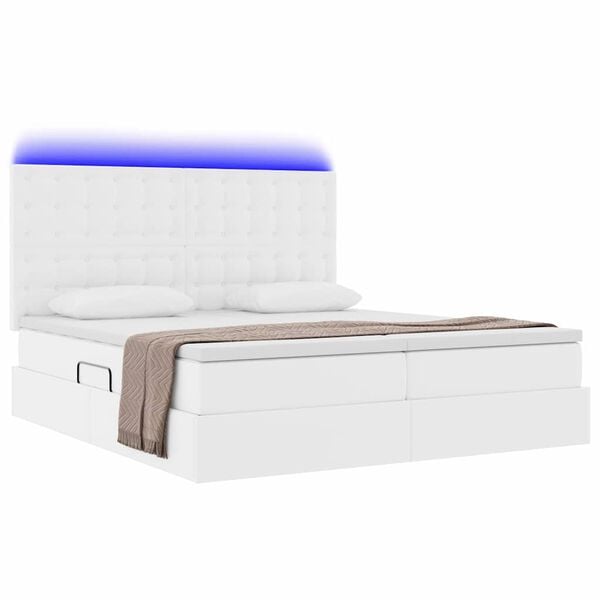 vidaXL Letto con contenitore e LED Bianco Puro 180 x 200 cm