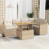 vidaXL Set Divano da Giardino 6 pz con Cuscini Beige Polyrattan Acacia