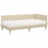 vidaXL Struttura Letto Angolare con Materasso 2 pcs Crema Tessuto