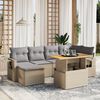 vidaXL Set Divani da Giardino 7 pz con Cuscini Beige in Polyrattan