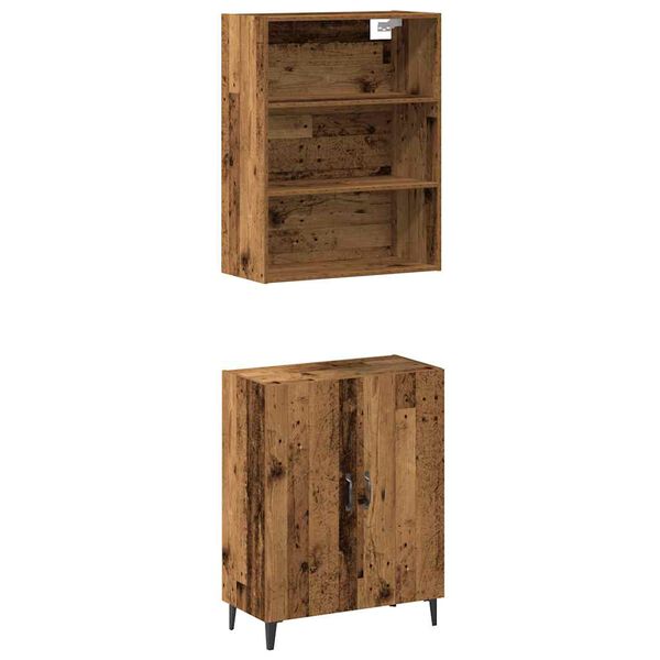 vidaXL Credenza con Pensile Legno Antico in Legno Multistrato