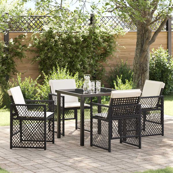 vidaXL Set da Pranzo per Giardino 5 pcs Nero polyrattan