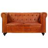 vidaXL Divano Chesterfield a 2 Posti Tanno in Vera Pelle