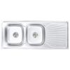 vidaXL Lavello da Cucina Doppio con Filtro e Sifone in Acciaio Inox
