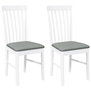 vidaXL Sedie da Pranzo con Cuscini 2 pz Bianco Legno Massello di Hevea