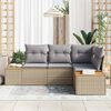 vidaXL Set Divano da Giardino 4 pcs Beige e Grigio Chiaro Polyrattan