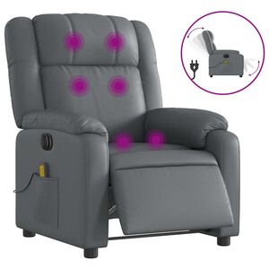 vidaXL Poltrona Massaggiante Elettrica Reclinabile Grigio Similpelle