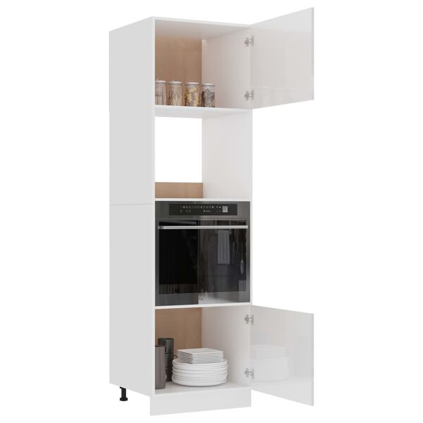 vidaXL Mobile Microonde &ldquo;Lyon&rdquo; Bianco Lucido 60x57x207 cm