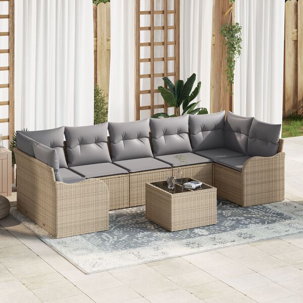 vidaXL Set Divano da Giardino Beige 55 x 55 x 37 cm polyrattan