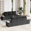 vidaXL Set Divano da Giardino con cuscino 7 pcs Nero polyrattan