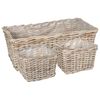 vidaXL Cestino da Vaso GENDT 3 pz Grigio naturale Rattan Kubu
