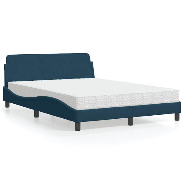 vidaXL Letto con Materasso Dover Blu 120x200 cm in Velluto