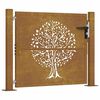 vidaXL Cancello da giardino 100x100 cm in acciaio Corten con design ad albero