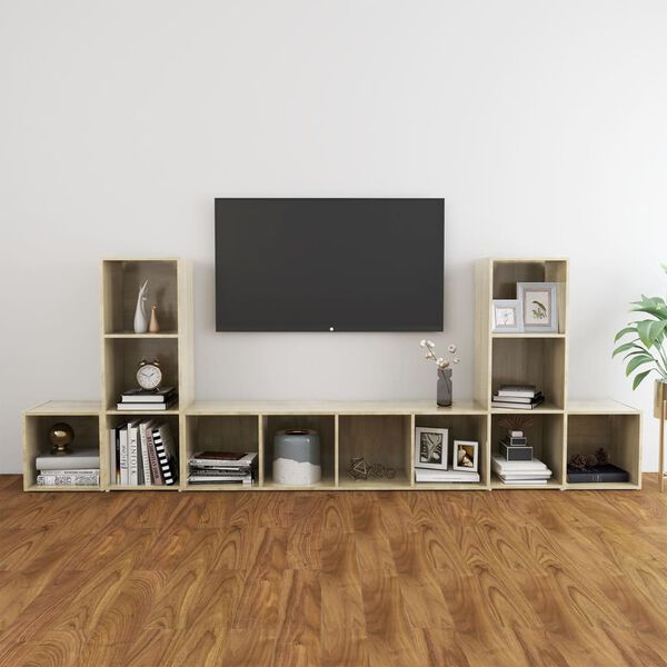 vidaXL Set Mobile TV 5 pz Rovere Sonoma in Legno Multistrato