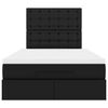 vidaXL Struttura Letto Pouf con Materasso Nero 120x200 cm Similpelle