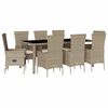 vidaXL Set da Pranzo da Giardino 9 pz con Cuscini Beige in Polyrattan