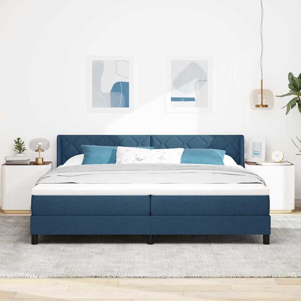 vidaXL Letto a molle con materasso Blu 200 x 200 cm Poliestere