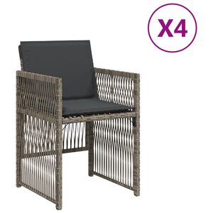 vidaXL Sedie da Giardino con Cuscini 4pz Grigio in Polyrattan