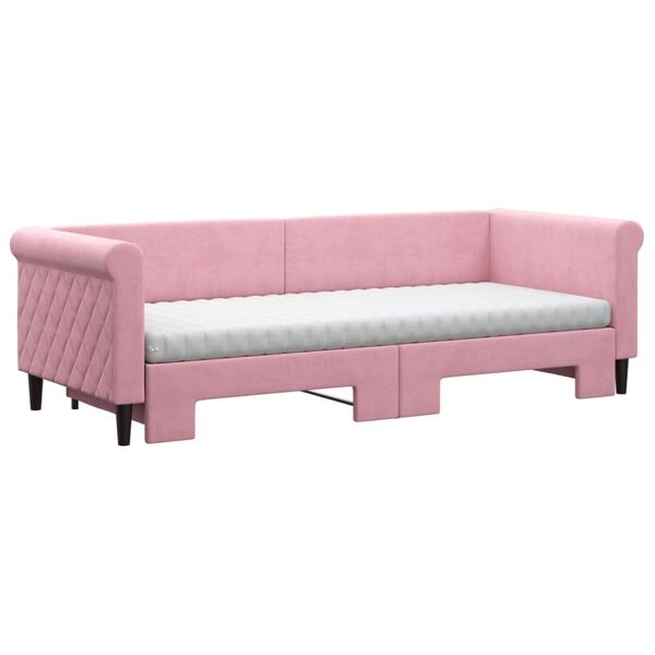 vidaXL Divano Letto Estraibile con Materassi Rosa 80x200 cm Velluto