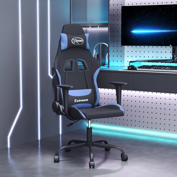 vidaXL Sedia da Gaming Nero e Blu in Tessuto